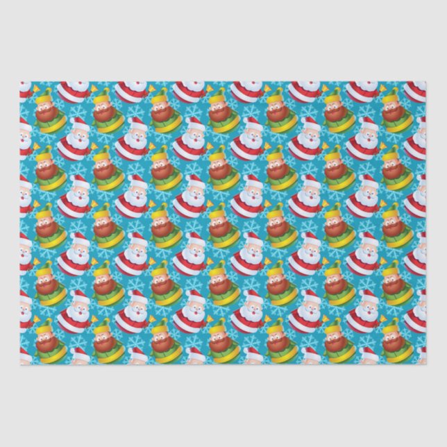 Weihnachtsmann und Freund mit Schneeflocke Seidenpapier (Vorderseite)