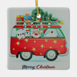 Weihnachtsmann und Freunde Keramikornament