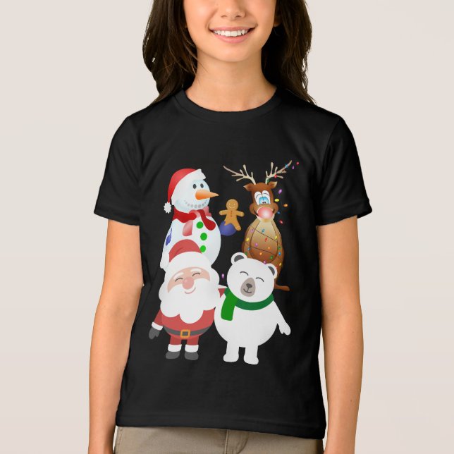 Weihnachtsmann und Freunde Weihnachten Tri-Blend Shirt (Vorderseite)