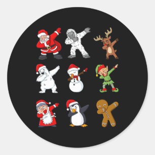 Weihnachtsmann und Freunde Weihnachtsjunge Gir Runder Aufkleber