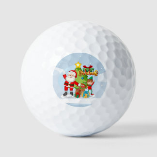 Weihnachtsmann und Freunde Weihnachtskarte Golfball