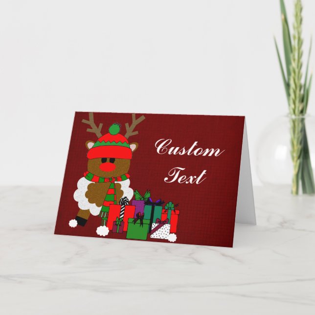 Weihnachtsmann und Geschenke Feiertagskarte (Vorderseite)