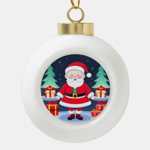 Weihnachtsmann und Geschenke Keramik Kugel-Ornament