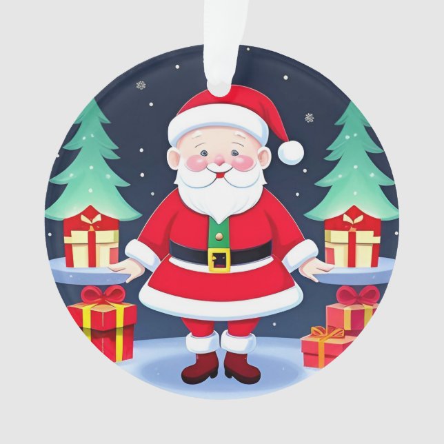 Weihnachtsmann und Geschenke Ornament (Vorderseite)