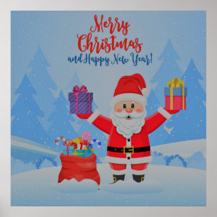Weihnachtsmann und Geschenke Poster