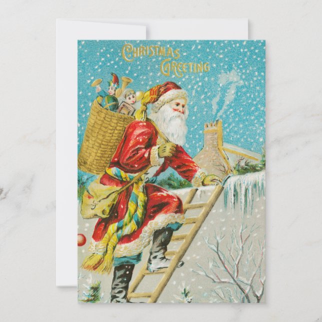 Weihnachtsmann und Geschenke Winter Feiertagskarte (Vorderseite)