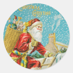 Weihnachtsmann und Geschenke Winter Runder Aufkleber