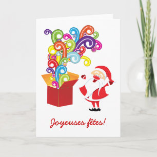 Weihnachtsmann und Geschenkschachtel Feiertagskarte