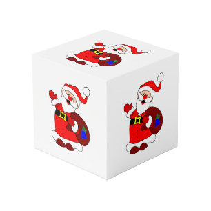 Weihnachtsmann und Geschenktüte Würfel