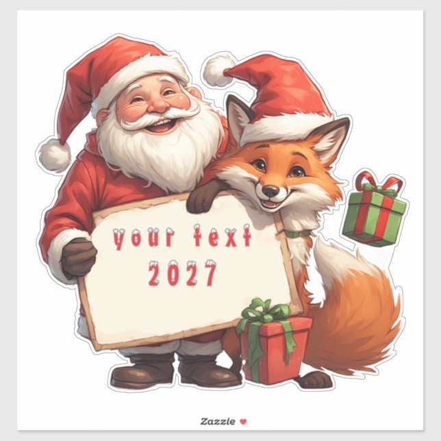 Weihnachtsmann und glücklicher Fuchs Aufkleber (Blatt)