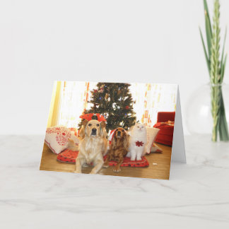 Weihnachtsmann und Haustiere Feiertagskarte