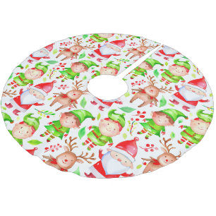Weihnachtsmann und Hirsch Muster Polyester Weihnachtsbaumdecke