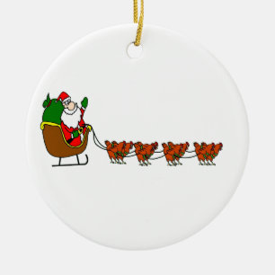 Weihnachtsmann und Huhn-Verzierung Keramik Ornament