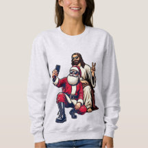Weihnachtsmann und Jesus Selfie Weihnachts-Sweatsh