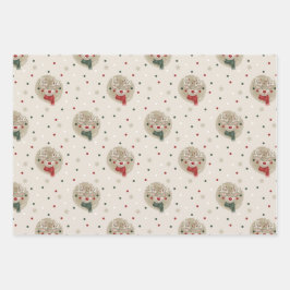 Weihnachtsmann und Kariert Geschenkpapier Set