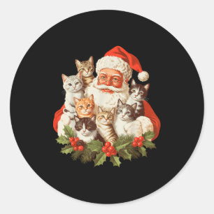 Weihnachtsmann und Kätzchen Katzen Weihnachten  Runder Aufkleber