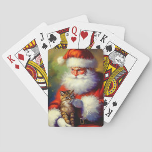 Weihnachtsmann und Katze (1) Spielkarten