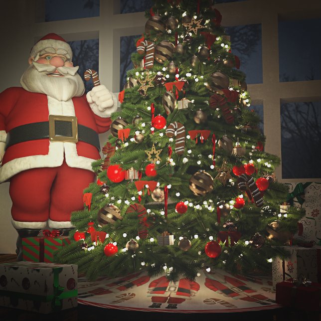 Weihnachtsmann und Kekse Weihnachten Polyester Weihnachtsbaumdecke (Von Creator hochgeladen)