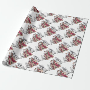 Weihnachtsmann und Kitze Geschenkpapier