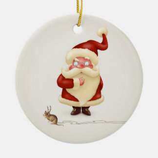 Weihnachtsmann- und Mäuseren Keramikornament