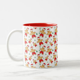 Weihnachtsmann und Mistletoe Zweifarbige Tasse
