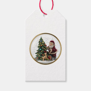 Weihnachtsmann und niedlicher Welpe Weihnachtsbau Geschenkanhänger