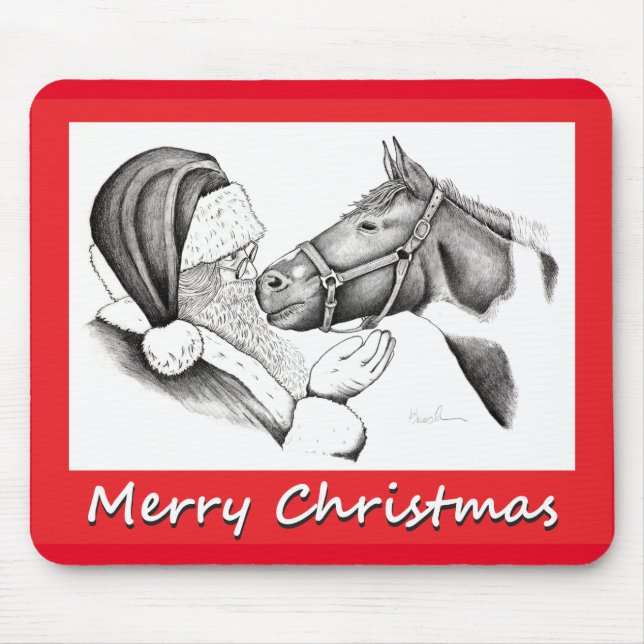 Weihnachtsmann und Paint Pinto Pferd Mousepad (Vorne)
