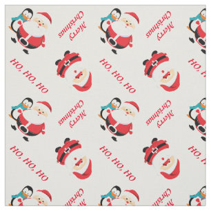 Weihnachtsmann und Pinguin personalisierte Weihnac Stoff
