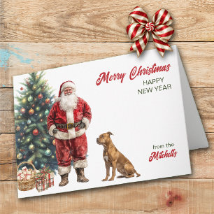 Weihnachtsmann und Pit Bull Terrier Hund Weihnacht Feiertagskarte