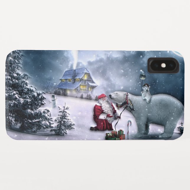 Weihnachtsmann und Polar-Bär Case-Mate iPhone Hülle (Rückseite (Horizontal))