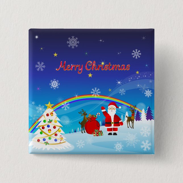 Weihnachtsmann und Reindeer Button (Vorderseite)
