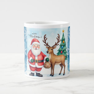 Weihnachtsmann und Reindeer, frohe Weihnachten Jumbo-Tasse
