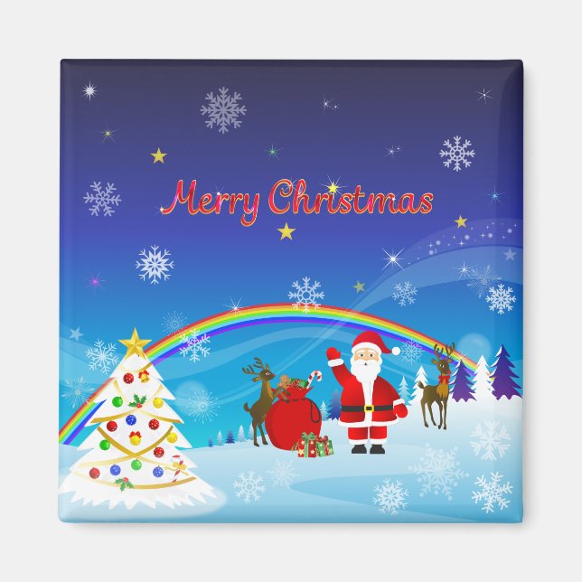 Weihnachtsmann und Reindeer Magnet (Vorne)