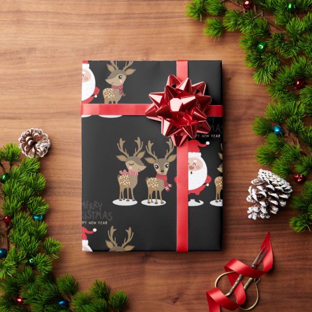 Weihnachtsmann und Reindeer - Niedliche Weihnachte Geschenkpapier (Feiertagsgeschenk)