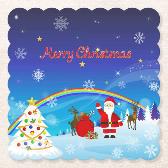 Weihnachtsmann und Reindeer Untersetzer (Vorderseite)