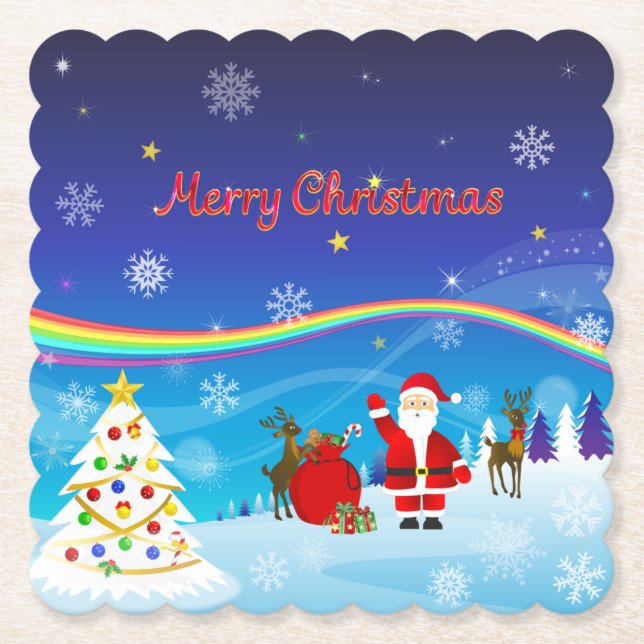 Weihnachtsmann und Reindeer Untersetzer (Vorderseite)