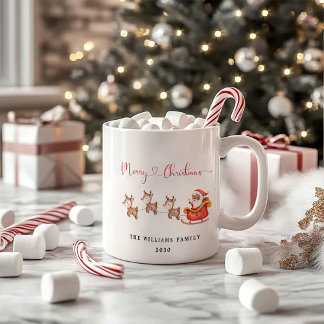 Weihnachtsmann und Reindeer | Weihnachtskaffee-Tas Tasse