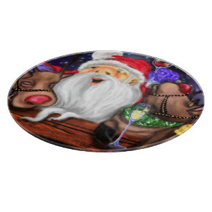 Weihnachtsmann und Reindeers Funny Christmas Cutti Schneidebrett