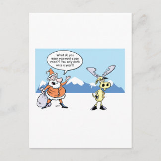 Weihnachtsmann und Rentier am Cartoon Feiertagspostkarte