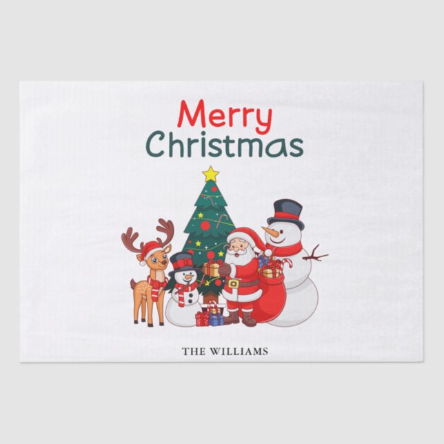 Weihnachtsmann und Rentier Festliche Weihnachten Seidenpapier (Vorderseite)