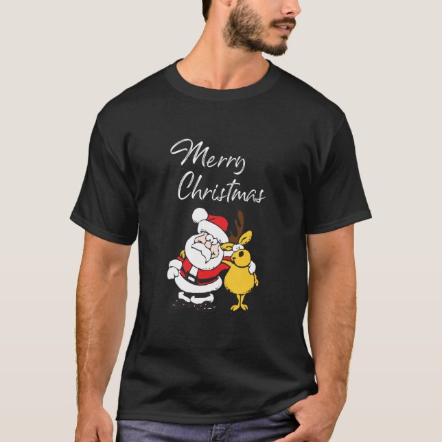 Weihnachtsmann und Rentier T-Shirt (Vorderseite)