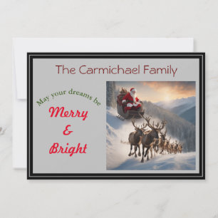 Weihnachtsmann und Rentiere am Heiligen Abend Feiertagskarte
