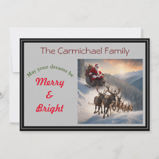 Weihnachtsmann und Rentiere am Heiligen Abend Feiertagskarte