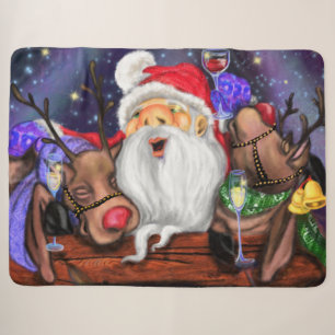 Weihnachtsmann und Rentiere Funny Christmas Sherpa Sherpadecke