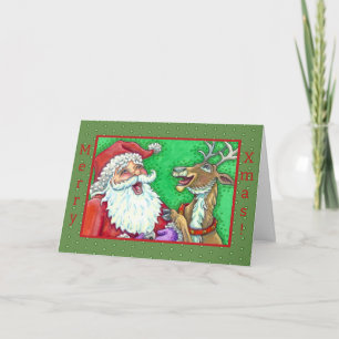 WEIHNACHTSMANN UND RENTIERE KLAPSPRÜCHE Verse Feiertagskarte