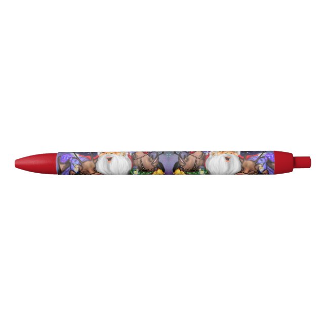 Weihnachtsmann und Rentiere - Spaß Kugelschreiber (Vorderseite)