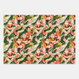 Weihnachtsmann und Ribbons Geschenkpapier Set