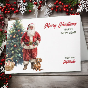 Weihnachtsmann und roter Dachshundhund Weihnachten