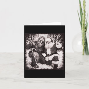Weihnachtsmann und Sasquatch Bigfoot Lustiger Fröh Karte