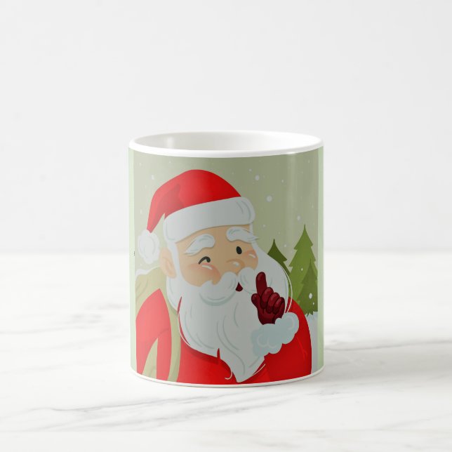 Weihnachtsmann und Schneeflocken Kaffeetasse (Mittel)